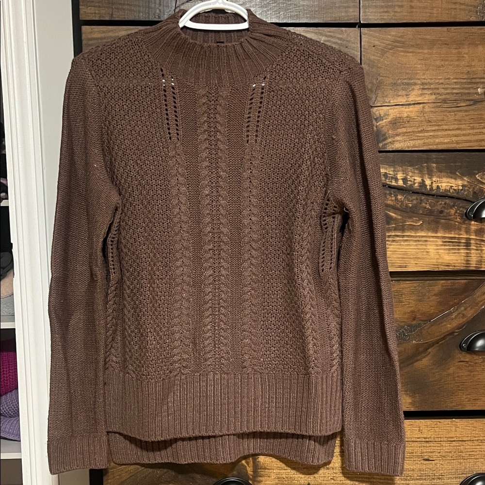 Dynamite Purple Cable Knit Turtleneck Sweater